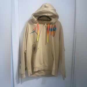 NIKE JORDAN | Men’s Hoodie | XL | Beige/Tan | Neon Graphics/Logos